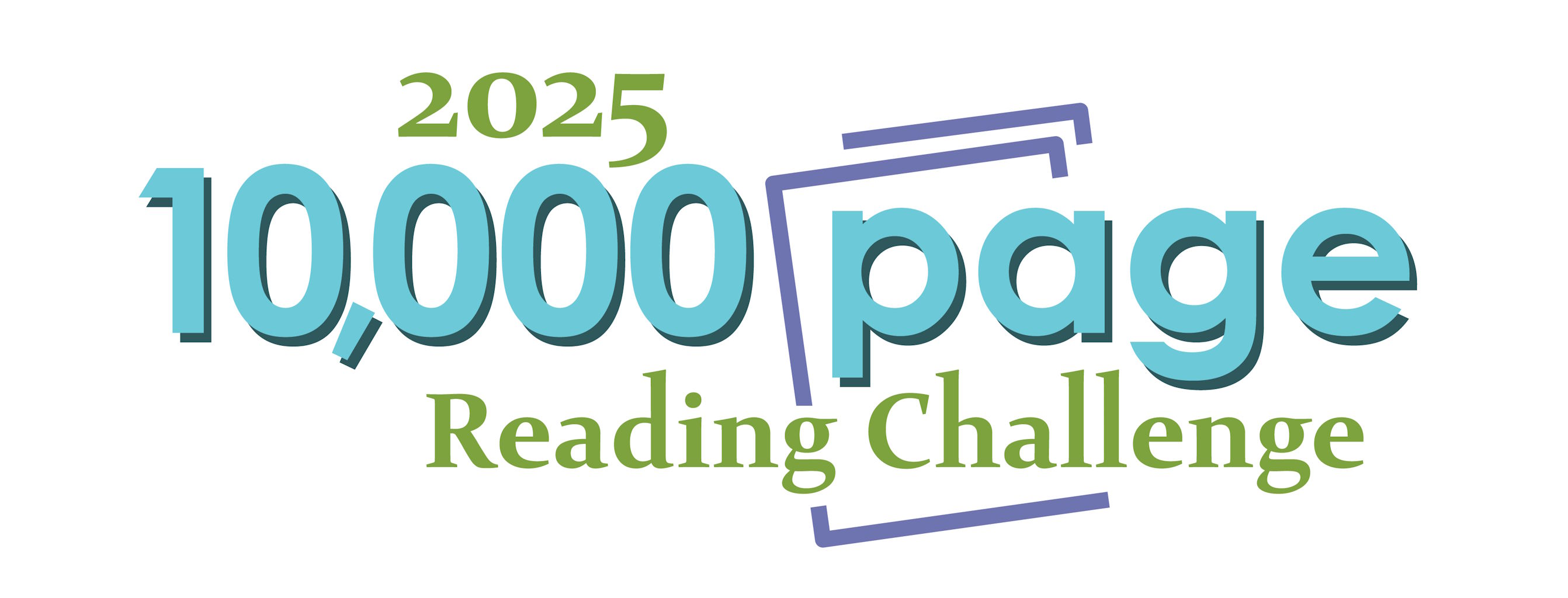 purple background with book tops ten thousand page reading challenge
